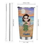Personalized Sandbeach Cartoon Character 20 oz Insulated Tumbler with Name Travel Essential Daily Use Birthday Gift for Kid Family