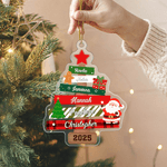 Personlig julgransjultomte akrylprydnad med 1-8 namn Hem träddekoration julklapp för familjen
