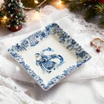 Personalized Toile De Jouy Snowman Santa Claus Nutcracker Ceramic Trinket Jewelry Dish with Name Daily Use Christmas Gift for Women