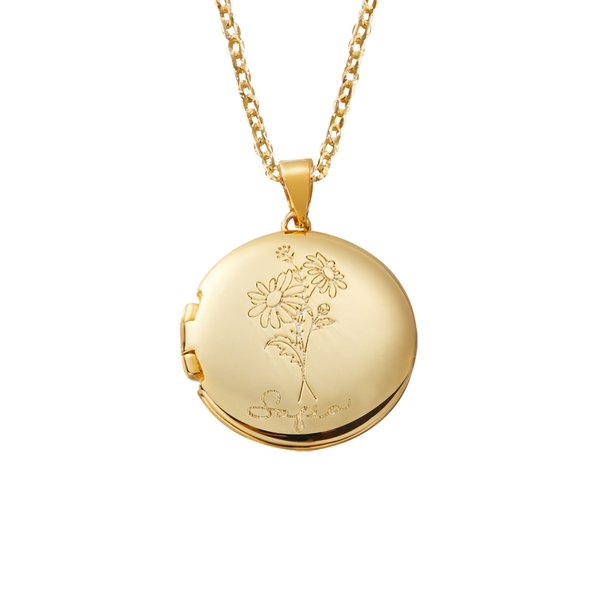 Collar relicario personalizado de flor de nacimiento con foto y nombre grabado regalo de cumpleaños y aniversario para mujeres