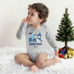 Personalized 1st Christmas Snowman 100% Cotton Baby Bodysuit with Name Christmas Gift for Baby New Parents