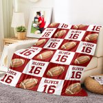 Personalized Badminton Volleyball Sport Check Soft Throw Blanket with Name and Number Home Decor Christmas Gift for Sport Lovers