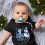 Personalized 1st Christmas Snowman 100% Cotton Baby Bodysuit with Name Christmas Gift for Baby New Parents