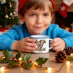 Personalized Cute Elf and Candy Style Initial 12 oz Enamel Mug with Name Home Decoration Christmas Gift for Boys Girls