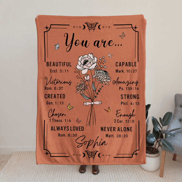 Henkilökohtainen olet syntynyt kukka Raamatun jae Design pehmeä heittää peitto nimi uskonnollinen päivä syntymäpäivä joululahja kristittyjen naisten kanssa