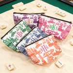 Personalized Chinoiserie Pagoda Makeup Bag with Monogram Mahjongg Accessory Christmas Birthday Gift for Women Mahjong Lovers