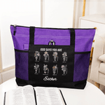 Personalized God Says Bible Verse Floral Tote Bag with Name Travel Essentials Birthday Anniversary Gift for Christian Women