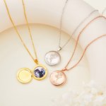 Collar relicario personalizado de flor de nacimiento con foto y nombre grabado regalo de cumpleaños y aniversario para mujeres