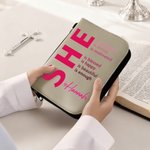 Personalised She is Bible Verses Multicolour PU Leather Book Cover with Name Christmas Birthday Baptism Gift for Christian Family Friends