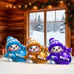 Personlig flerfärgad söt snögubbe julgransdekoration med namn julklapp till familj och vänner