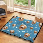Personalized Paws Bones Dog Cat Face Photo Pet Mat with Name Outdoor Activities Indoor Rest Birthday Gift for Pet Owners Lovers