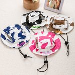 Personalized Multicolor Milk Pattern Adjustable Pet Bucket Hat with Embroidered Name Pet Daily Wear Birthday Gift for Pet Mom Dad Pet Lovers