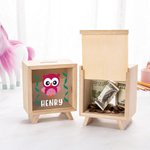 Personalized Cute Cartoon Wooden Money Boxes with Name Birthday Gift for Kids