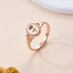 Personalized Engraved Birth Flower Signet Ring  Dainty Jewelry Anniversary Christmas Birthday Gift for Her