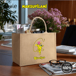 Personalized Cute Long Tailed Marsupilami Jute Tote Bag with Name Birthday Anniversary Christmas Gift for Friends Kids | Callie × Marsupilami®