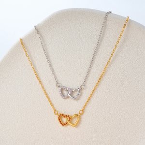 Personalized Double Hearts Infinity Necklace with Birthstone Dainty Jewelry Birthday Anniversary Gift for Women