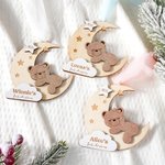 Personalisierte hölzerne Bär Baby's erste Weihnachten Ornament mit Namen und Jahr Kinderzimmer Dekoration Weihnachtsgeschenk für Baby Junge Mädchen