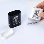 Tampon de signature portable personnalisé avec nom et fleur de naissance Cadeau d'anniversaire pour les amis et la famille