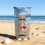 Personalized Sandbeach Cartoon Character 20 oz Insulated Tumbler with Name Travel Essential Daily Use Birthday Gift for Kid Family