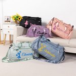 Personalized Cheerleading Theme Large Name Duffle Bag with Shoes Compartment and Shoulder Strap Birthday Team Gift for Cheerleader Girls