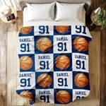 Personalized Badminton Volleyball Sport Check Soft Throw Blanket with Name and Number Home Decor Christmas Gift for Sport Lovers
