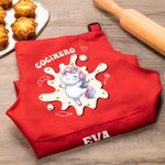 Juego de delantal y gorro de cocinero personalizado en algodón con nombre y diseño de unicornio regalo de cumpleaños para niños