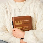 Personalised She is Bible Verses Multicolour PU Leather Book Cover with Name Christmas Birthday Baptism Gift for Christian Family Friends