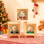 Personalized Cute Animal Christmas Wreath Wood Clear Money Box Piggy Bank with Name and Initial Desk Decor Christmas Gift for Kids