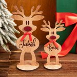 Personlig rödnosig ren träborddekoration med namn familje julfest dekoration perfekt julklapp för barn och familj