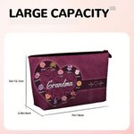 Personalized Retro Heart Design 1-12 Birth Flowers Portable Makeup Bag with Name and Title Birthday Anniversary Christmas Gift for Mom Grandma