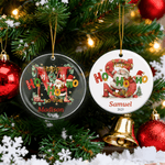 Personalized Happy HoHoHo to You Santa Claus Acrylic Ceramic Ornament with Initial Name and Year Tree Decor Christmas Gift for Kids Family