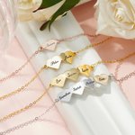 Pulsera personalizada con 1 a 4 nombres grabados y corazones regalo de aniversario de boda y Día de la Madre para ella
