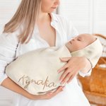Personalised Embroidered Name Soft Cotton Baby Blanket with Baby Shower Birthday Gift for Newborns Kids