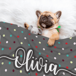 Personalisierte Multicolor Polka Dots weiche Haustier Decke mit Pet Name Home Decor Geburtstagsgeschenk für Tierbesitzer
