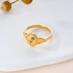 Personalized Engraved Birth Flower Signet Ring  Dainty Jewelry Anniversary Christmas Birthday Gift for Her