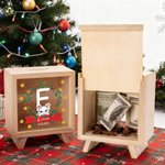 Personalized Cute Animal Christmas Wreath Wood Clear Money Box Piggy Bank with Name and Initial Desk Decor Christmas Gift for Kids