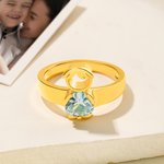 Personalized Cute Boy Girl Charm Heart-Shaped Birthstone Ring Mother's Day Birthday Anniversary Gift for Mother Grandmother