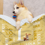 Personalized Cute 3D Cartoon Pet Multicolor Soft Throw Blanket with Name Pet Birthday Anniversary Gift for Pet Lovers