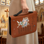 Livre de poche en cuir PU personnalisé avec nom, anniversaire, baptême, bouquet de fleurs de naissance multicolore pour femmes chrétiennes