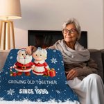 Personalised Christmas Couple Growing Old Together Soft Throw Blanket with Name Text and Year Home Decor Christmas Gift for Couple