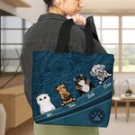 Bolso personalizado estampado de huellas vintage de 1 a 5 perros y gatos con cremallera y nombres regalo de cumpleaños para amantes de mascotas