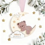 Personalisierte hölzerne Bär Baby's erste Weihnachten Ornament mit Namen und Jahr Kinderzimmer Dekoration Weihnachtsgeschenk für Baby Junge Mädchen
