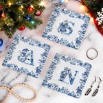 Personalized Toile De Jouy Snowman Santa Claus Nutcracker Ceramic Trinket Jewelry Dish with Name Daily Use Christmas Gift for Women
