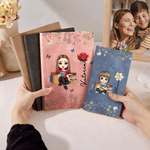 Personalised Book Cartoon Reading Character A5 A6 PU Leather Notebook with Name and Birth Flower Birthday Gift for Bookworms