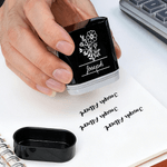 Tampon de signature portable personnalisé avec nom et fleur de naissance Cadeau d'anniversaire pour les amis et la famille
