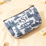Personalized Chinoiserie Pagoda Makeup Bag with Monogram Mahjongg Accessory Christmas Birthday Gift for Women Mahjong Lovers
