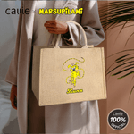 Personalized Cute Long Tailed Marsupilami Jute Tote Bag with Name Birthday Anniversary Christmas Gift for Friends Kids | Callie × Marsupilami®
