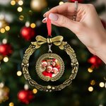 Personalized Bow Wreath Photo Christmas Ornament Tree Decor Christmas Gift for Family Friend