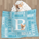 Personalized Cute 3D Cartoon Pet Multicolor Soft Throw Blanket with Name Pet Birthday Anniversary Gift for Pet Lovers