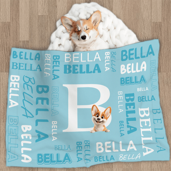 Personalized Cute 3D Cartoon Pet Multicolor Soft Throw Blanket with Name Pet Birthday Anniversary Gift for Pet Lovers